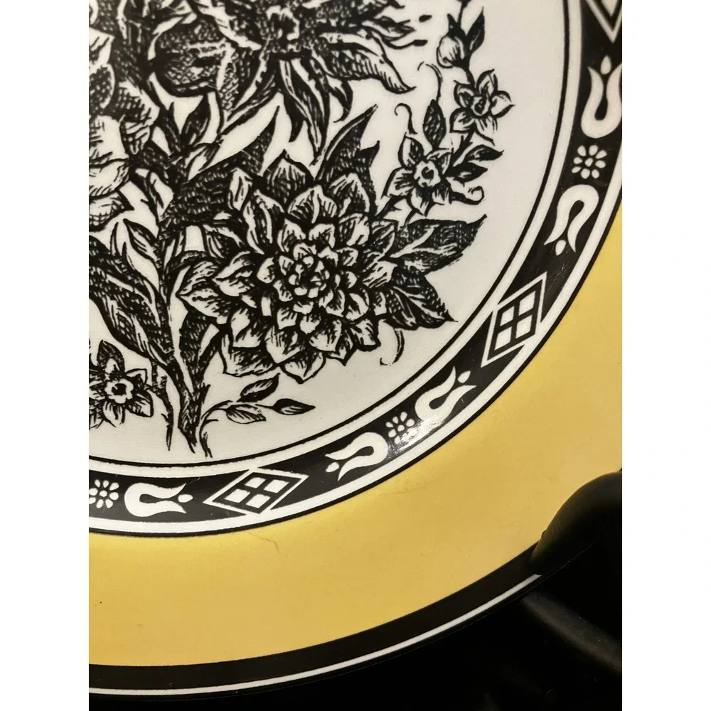 Tabletops Sheffield Yellow Black Porcelain Botanical Floral Replacement Plate